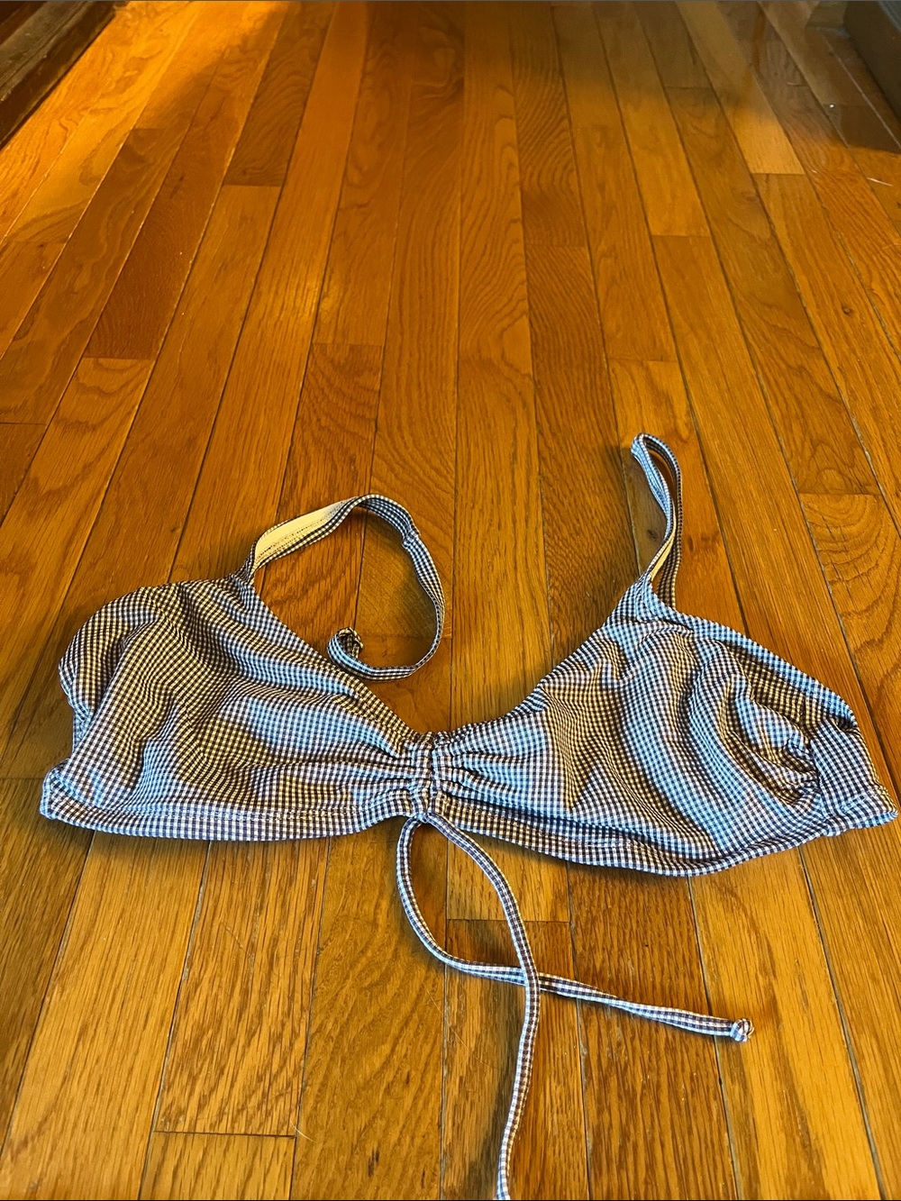 Kona Sol Black and White Gingham Bikini Top